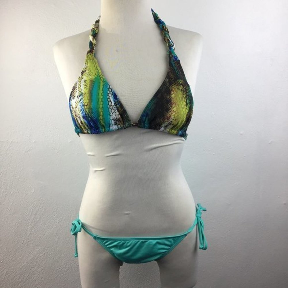 Mix & Match 2-Piece Halter Top String Bikini Small - image 1